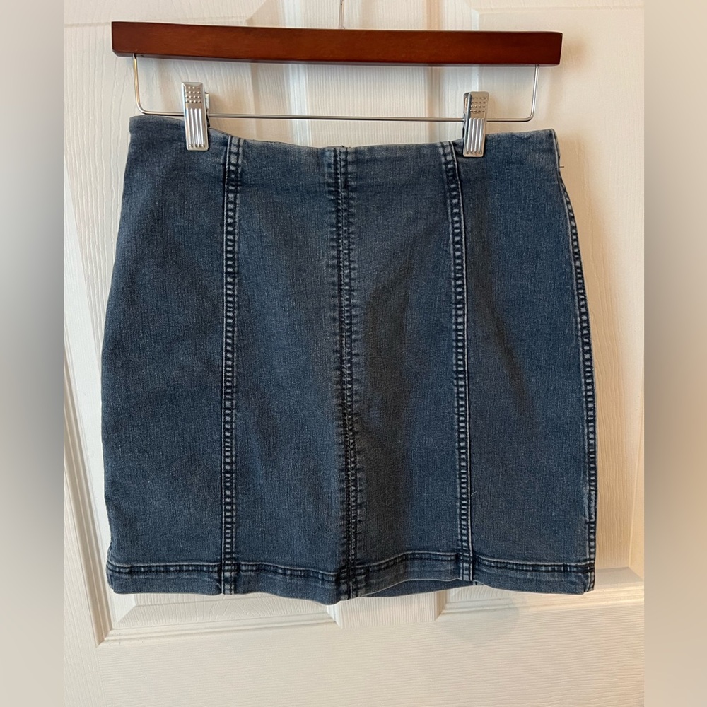 Free People Women’s Denim Modern Femme Pencil Mini Skirt Size 8